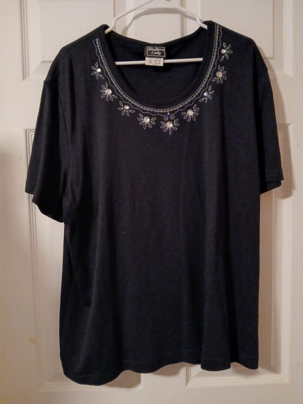 Southern Lady Embellished Black Top